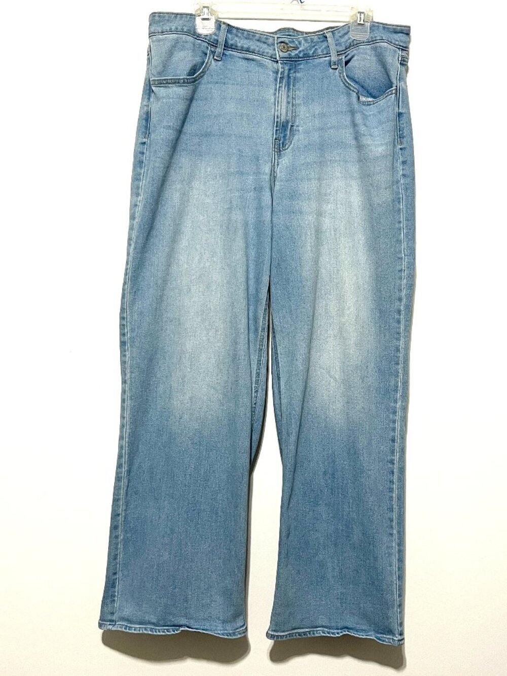 Old Navy Womens Wow Wide Leg Jeans 16 Light Wash Baggy High Rise Stretch Grunge
